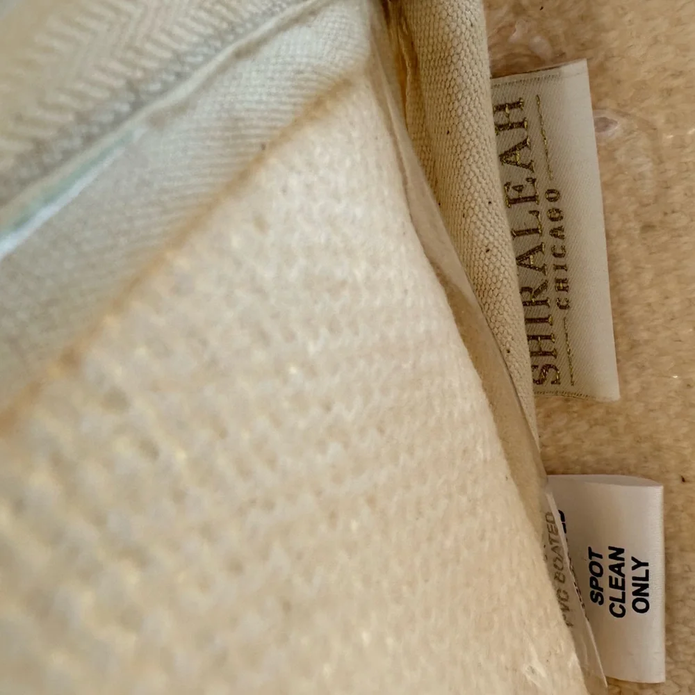 Shiraleah 12” x 8 “ Cosmetic Boho Zip Bag Cream & Pink Lined NWT - Picture 7 of 8